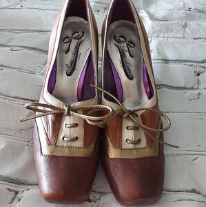 POETIC LICENSE LEATHER WEDGE SHOES SIZE 7.5